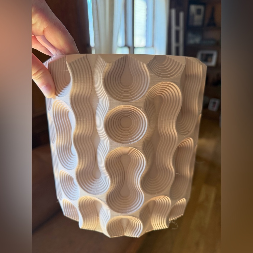 Neutral Textured 3D Printed Planter  - Beige